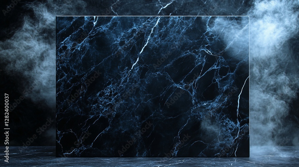 Poster dark blue marble texture background with smoky effect.