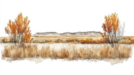 Autumnal plains landscape, mesas background, for nature design