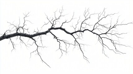 Obraz premium Bare tree branch, winter, isolated, white background, design element