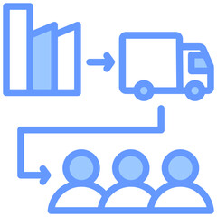 Direct Distribution Lineal Blue Icon