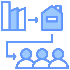 Indirect Distribution Lineal Blue Icon