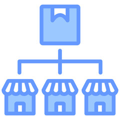 Retail Distribution Lineal Blue Icon