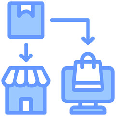 Multi Channel Distribution Lineal Blue Icon