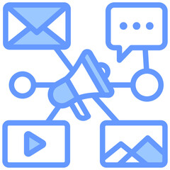 Promotions Through Channel Lineal Blue Icon