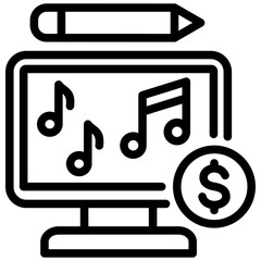 Creating And Selling Music Outline Icon
