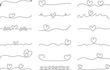 set of Organic heart vector line