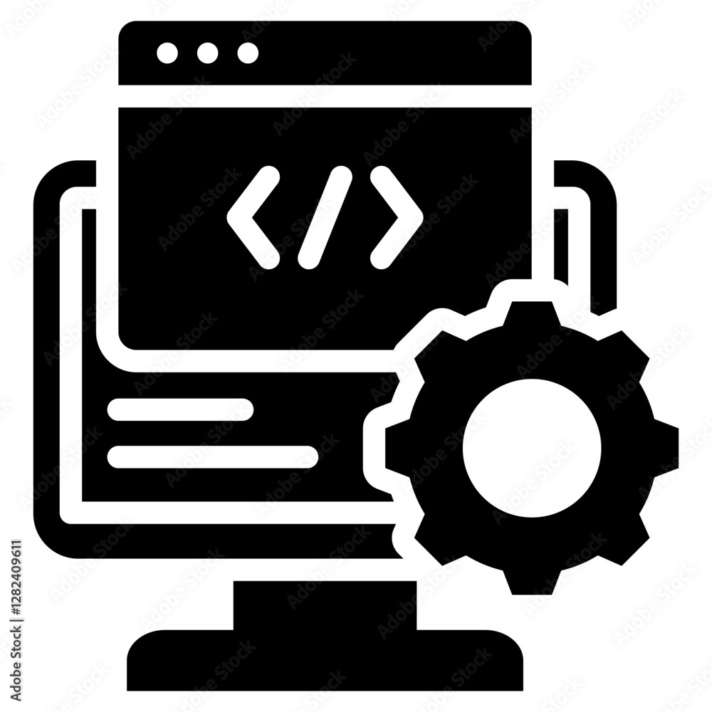 Poster web development solid black icon