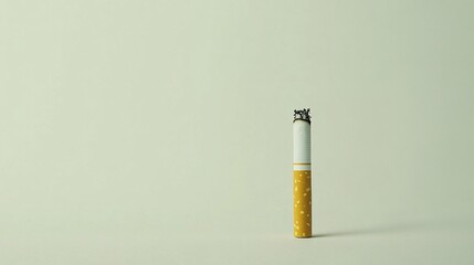 Single lit cigarette burning on minimalist background representing smoking cessation