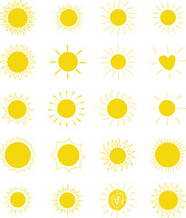 set of Organic sun vector shape