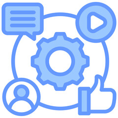 Social Media Management Lineal Blue Icon