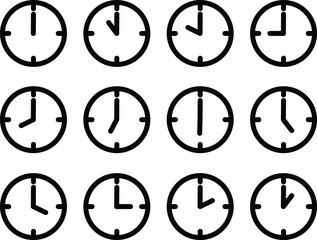 set of clocks vector outline