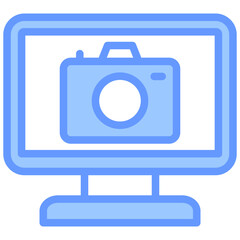 Online Photography Lineal Blue Icon