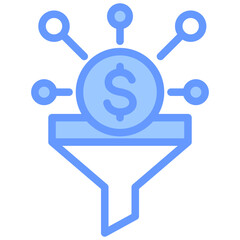 Affiliate Sales Funnel Lineal Blue Icon