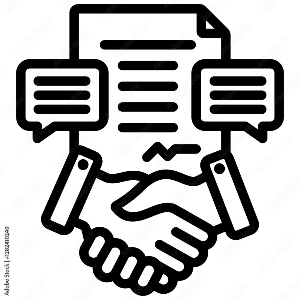 Poster contract negotiation outline icon