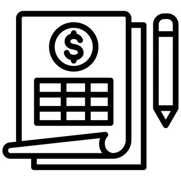 financial document with dollar sign and pencil clip art preview