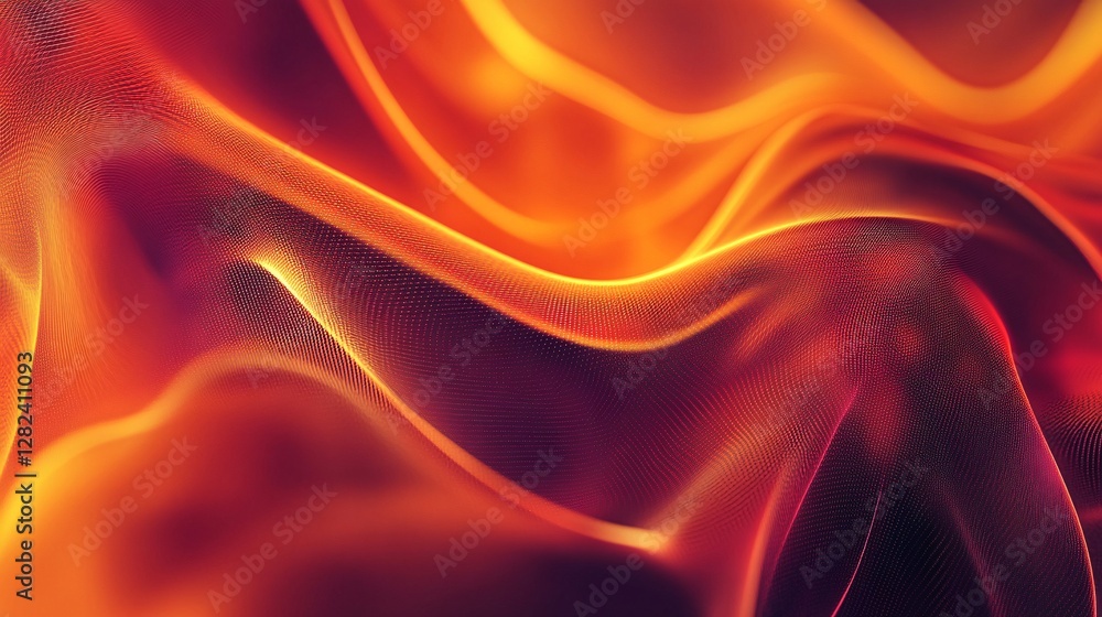 Poster abstract orange wavy particle background flowing smoothly