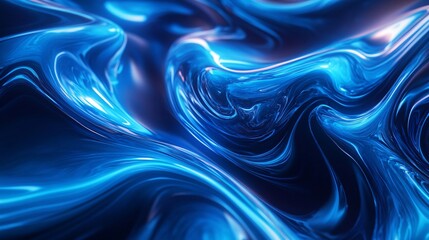 Obraz premium Abstract blue liquid surface gently flowing and reflecting light