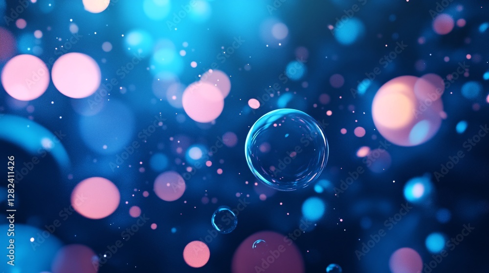 Aufkleber Transparent bubbles floating in a colorful bokeh background