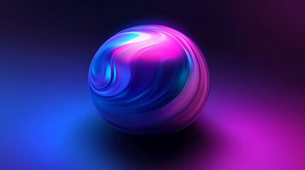Abstract Sphere: Neon Hues and Swirling Textures