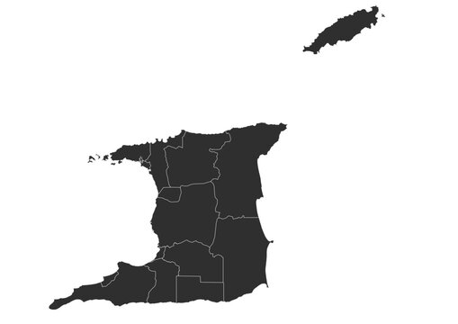 vector map of trinidad and tobago country with black and white theme color