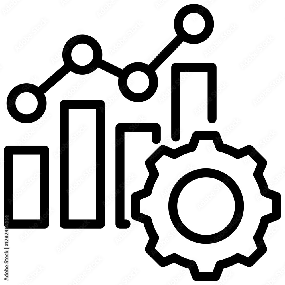 Poster statistical process control outline icon