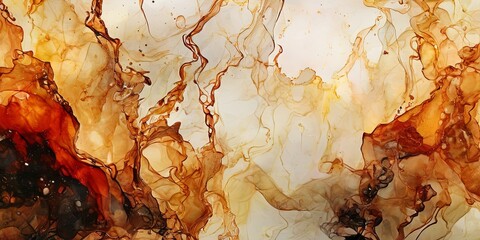 Naklejka premium A painting of a mountain with a brown and orange background
