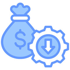 Cost Reduction Strategy Lineal Blue Icon