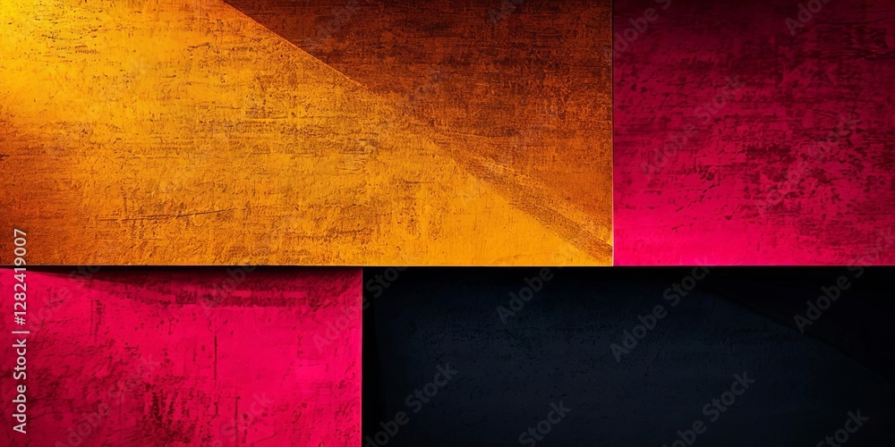 Poster a colorful background with a black and pink square in the middle