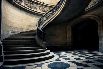 Captivating spiral staircase in a grand historic building
