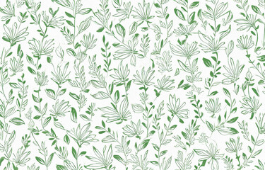 Naklejka premium グリーン花柄の背景