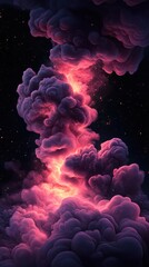 Vibrant Cosmic Nebula with Swirling Pink and Purple Clouds in Space