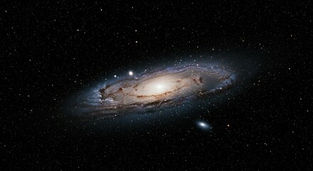 Fototapeta premium Dramatic view of a spiral galaxy in deep space with brilliant stars.