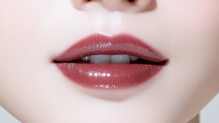 Obraz premium Close-up woman's lips with lipstick