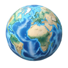 Detailed 3D Render of Earth Globe Showing Continents and Oceans