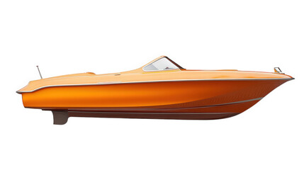 sleek. modern orange boat designed for leisure activities on water. highlighting its streamlined shape and vibrant color it emphasizes the boat's aerodynamic design. suitable for speed and recreationa