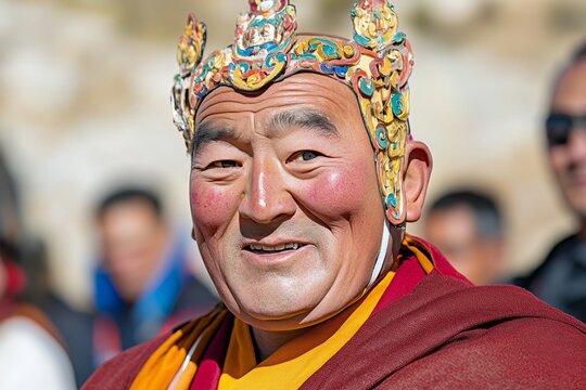 Masked monk dancing at the Takthok Tsechu festival, Sakti, Ladakh, India