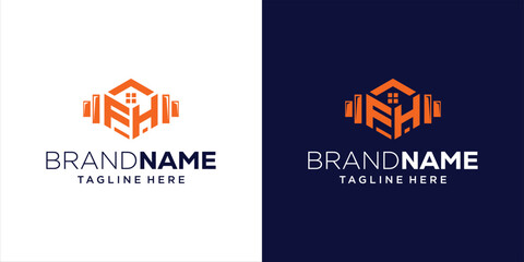 Creative Logo Design Letter FH House With Barbell, Design Inspiration, Illustration, Vector