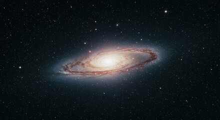Obraz premium Vast spiral galaxy surrounded by countless stars in deep space.