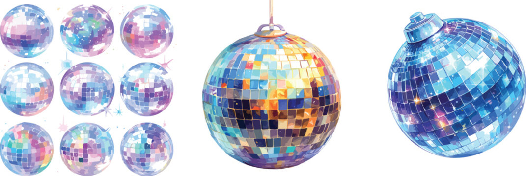 disco ball watercolor clipart