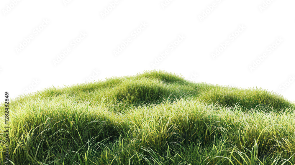 Poster lush patch of green grass. creating a natural. undulating landscape with a bright. white background 