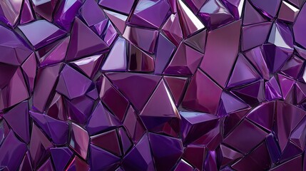 A polygonal mosaic in rich purple hues, featuring sharp angles and a modern, abstract design.