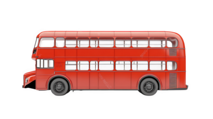 classic red double-decker bus. showcasing its iconic design with two levels and large windows this vehicle is commonly associated with urban transport. particularly in cities. serving as a symbol of p