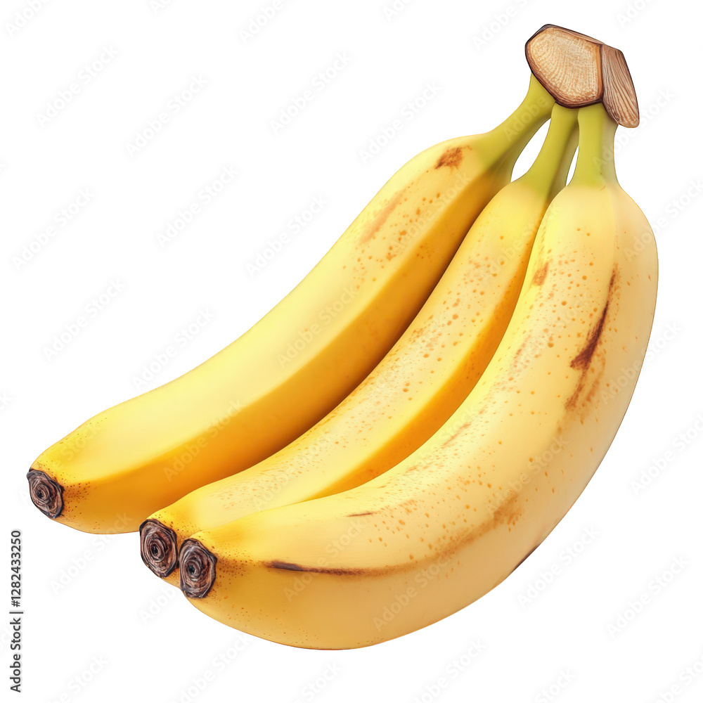 Poster cluster of three ripe bananas. showcasing their vibrant yellow color and characteristic shape the ba