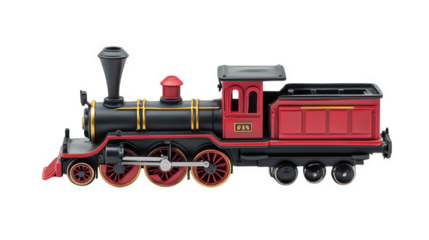 classic model steam locomotive. showcasing a vibrant red and black color scheme with gold accents this toy train is designed for play and display. appealing to both children and collectors its intrica