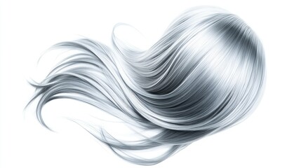 Fototapeta premium A sleek silver wig with layered strands, styled for a modern and sophisticated look, isolated on white.