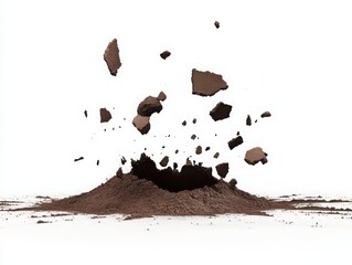 Fototapeta premium falling soil earth isolated on white background