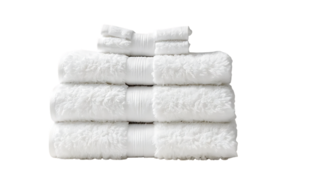 stacked pile of soft, fluffy white towels png
