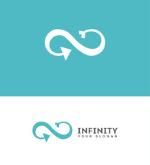 Obraz premium Infinity Loop Arrow Logo Design, Endless Cycle Symbol