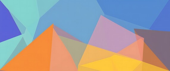 A vector graphic of translucent geometric shapes, overlapping and creating depth. The colors are vibrant and bright, with a modern, minimalist aesthetic.