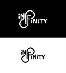 Infinity Logo Design Minimalist, Modern, Elegant, Black, White, Symbol, Concept, Endless, Loop, Typography